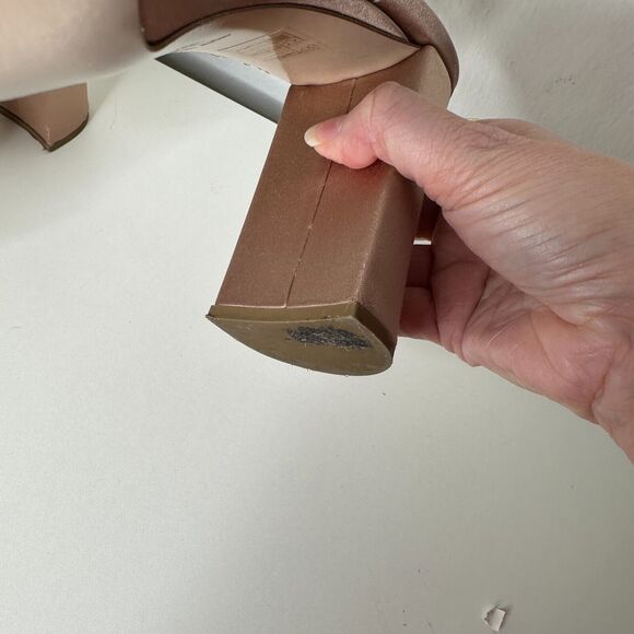 Miu Miu Nude Calzature Donna Satin Crystal Ankle Strap Platform Block Heels 10.5 - Picture 13 of 16